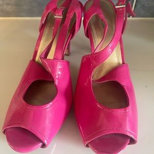 Hot pink patent platform pumps - from 2010, size 9